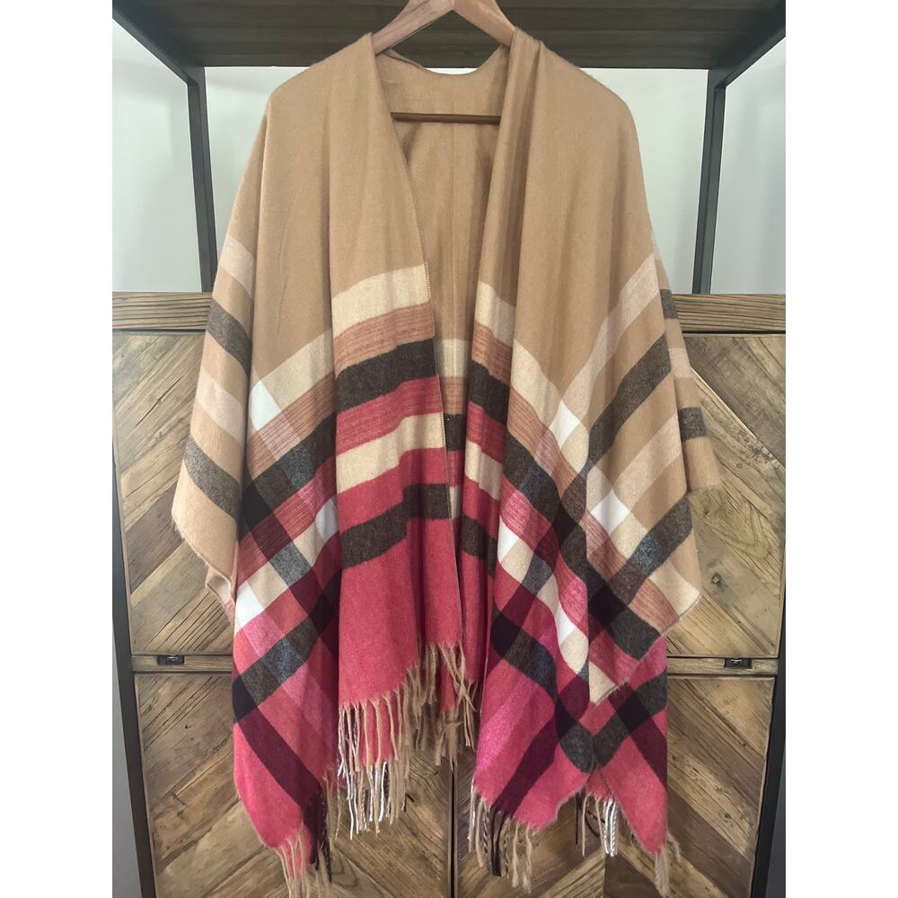 Boho Westernβ Style Shawl Tan, Red, Brown One Size